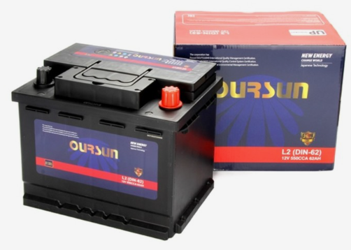 Аккумулятор автомобильный OURSUN DIN 62Ah 550A ОП (242х175х190) L2