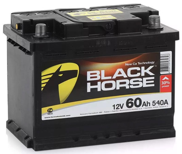 Аккумулятор автомобильный Black Horse 6СТ-60 Ач обр.
