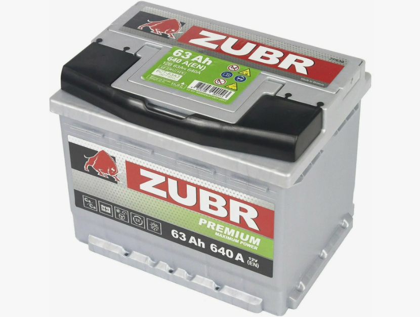 Аккумулятор автомобильный Zubr Premium 63 Ah 640 A прям.