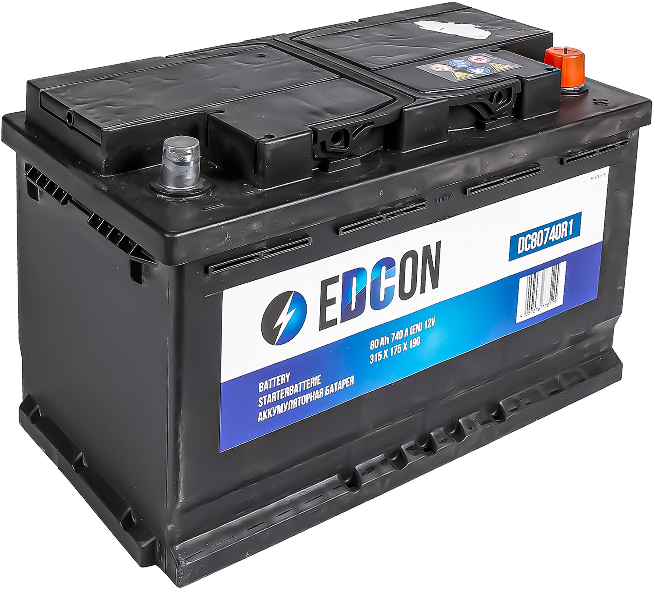 Аккумулятор автомобильный EDCON 80Ah 740A ОП (315x175x190) L4