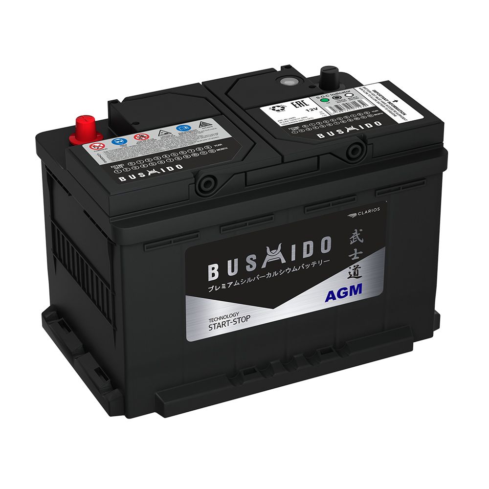 Аккумулятор автомобильный BUSHIDO AGM 75.0 Ah 760 A ОП (278x175x190) L3