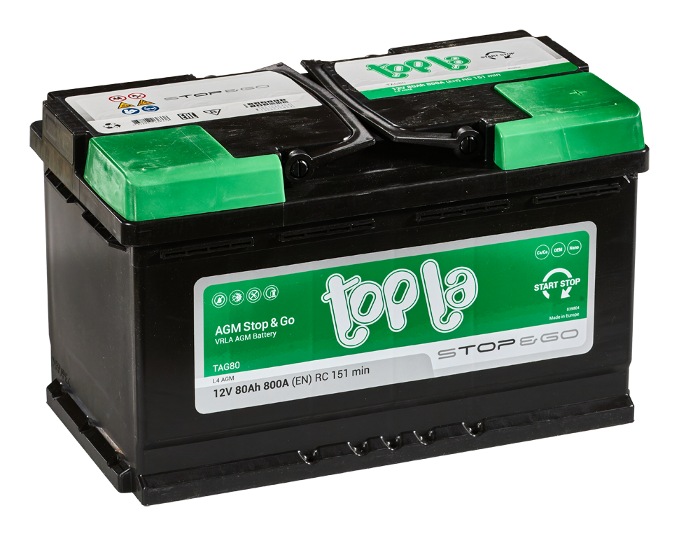 Аккумулятор TOPLA AGM 6СТ-80 обр. (Start-Stop)