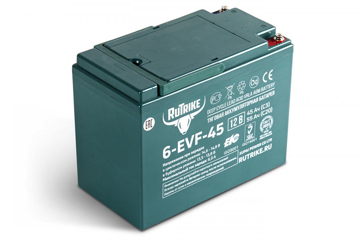 Тяговый аккумулятор RuTrike 6-EVF-45 Ач (12V45A/H C3)