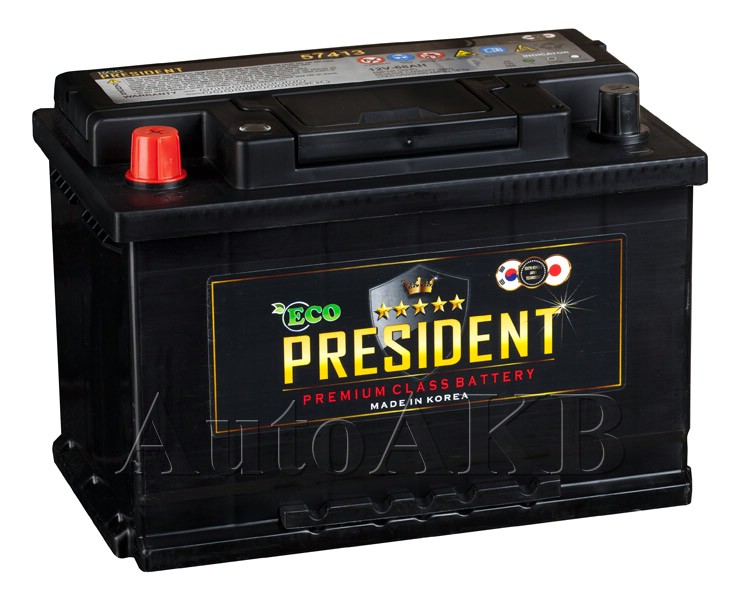 Аккумулятор автомобильный Super President 57413 6СТ-74 Ач прям.