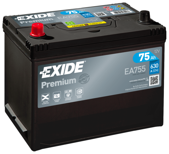Аккумулятор автомобильный Exide Premium EA 755 6СТ-75 прям. (90D26R)