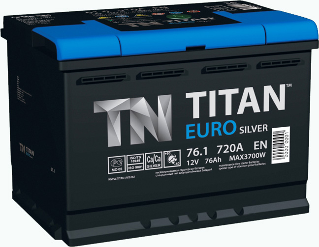 Аккумулятор автомобильный Titan Euro Silver 6СТ-76 Ач обр.