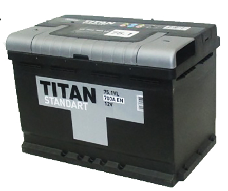 Аккумулятор автомобильный Titan Standart 6СТ-75 Ач прям.