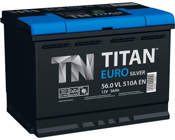 Аккумулятор автомобильный Titan Euro Silver 6СТ-56 Ач прям.
