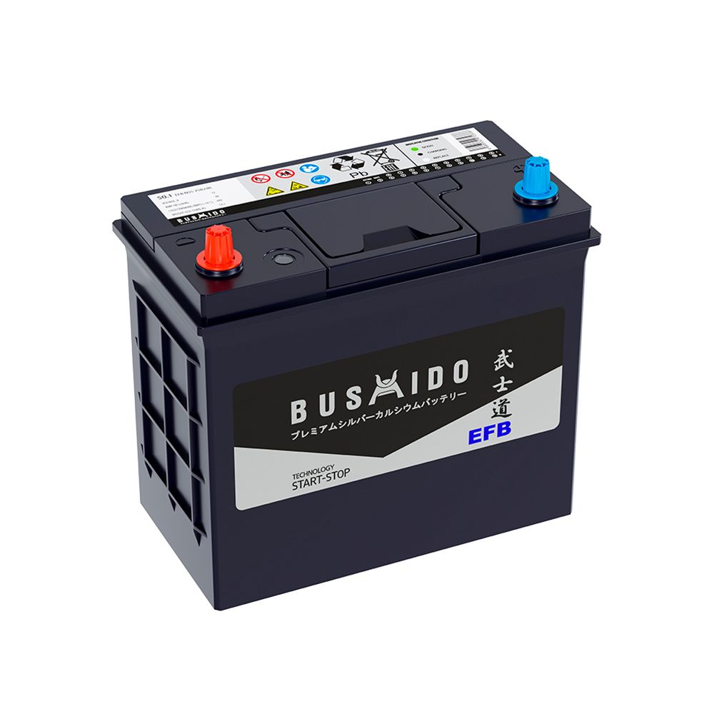 Аккумулятор автомобильный BUSHIDO EFB 50Ah 480A ПП (237x128x222) 75B24R