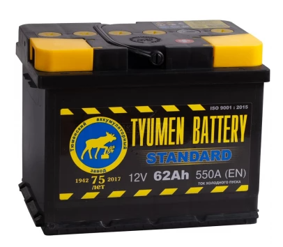 Аккумулятор автомобильный TYUMEN BATTERY STANDARD 6СТ-62 Ач обр.