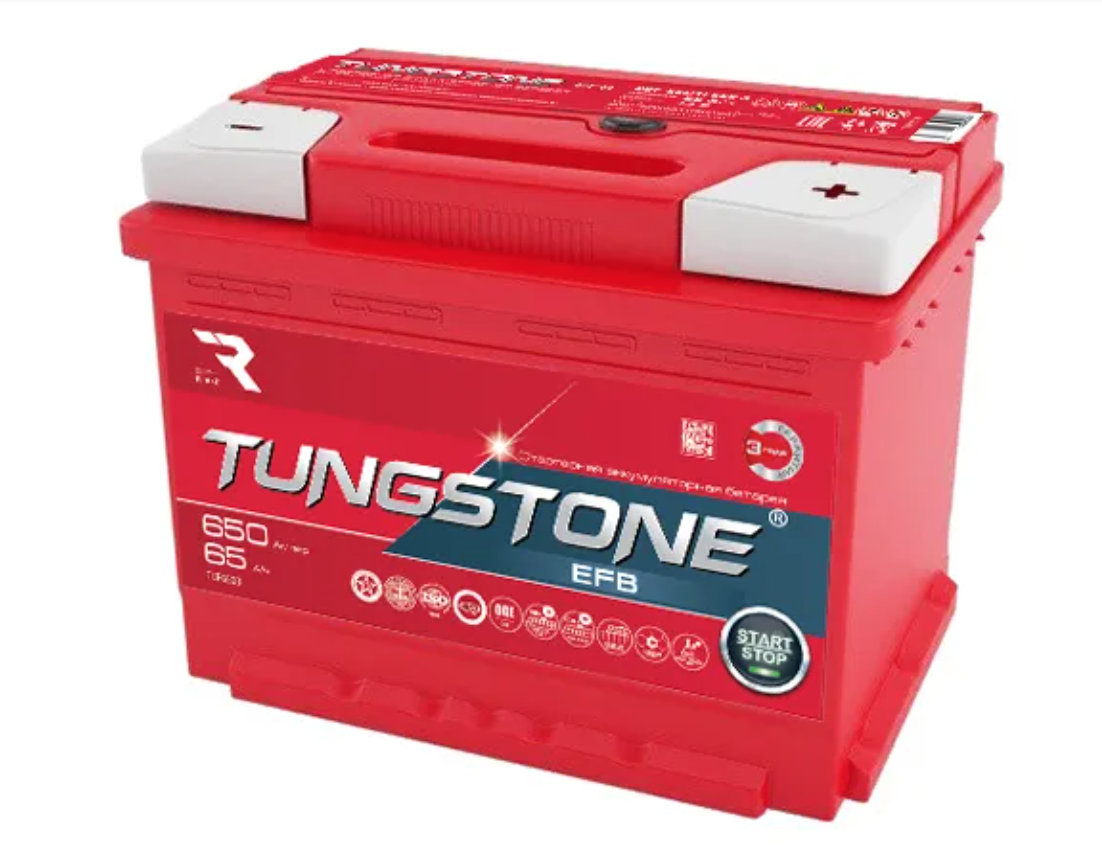 Аккумулятор автомобильный TUNGSTONE EFB L2 65A 650A ОП (242x175x190) L2