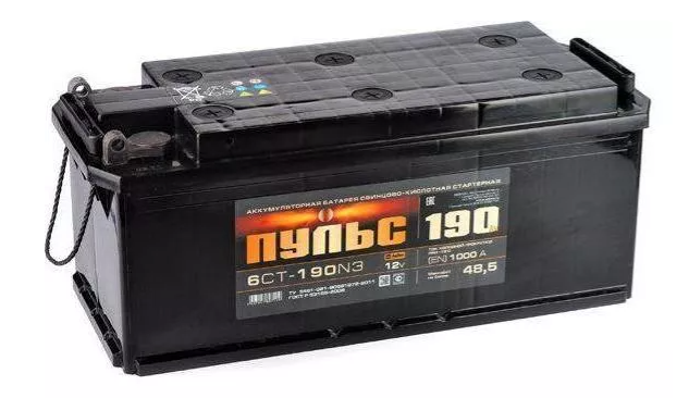 Аккумулятор грузовой ПУЛЬС 190Ah 1250А ПП болт (514х218х210) D5