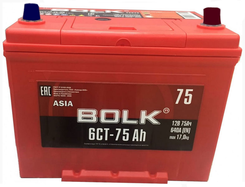 Аккумулятор автомобильный BOLK ASIA ABJ 750 6СТ-75 Ач обр.