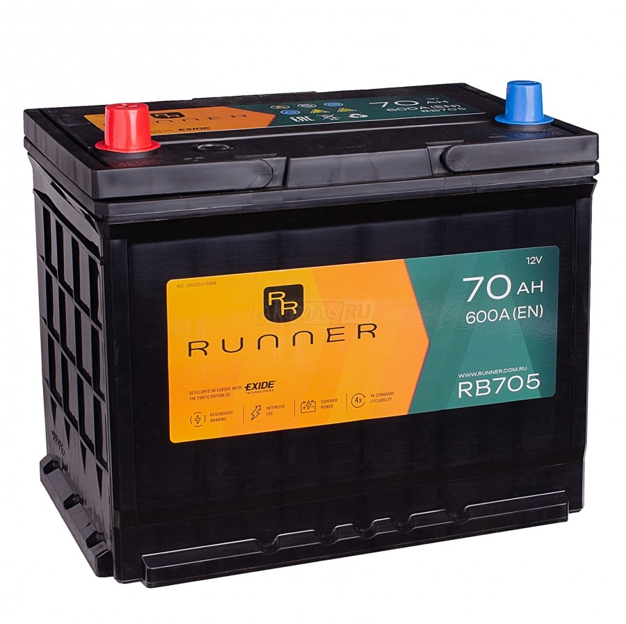 Аккумулятор автомобильный RUNNER 70L RB705 600A ПП (266х172х223) 70 Ач