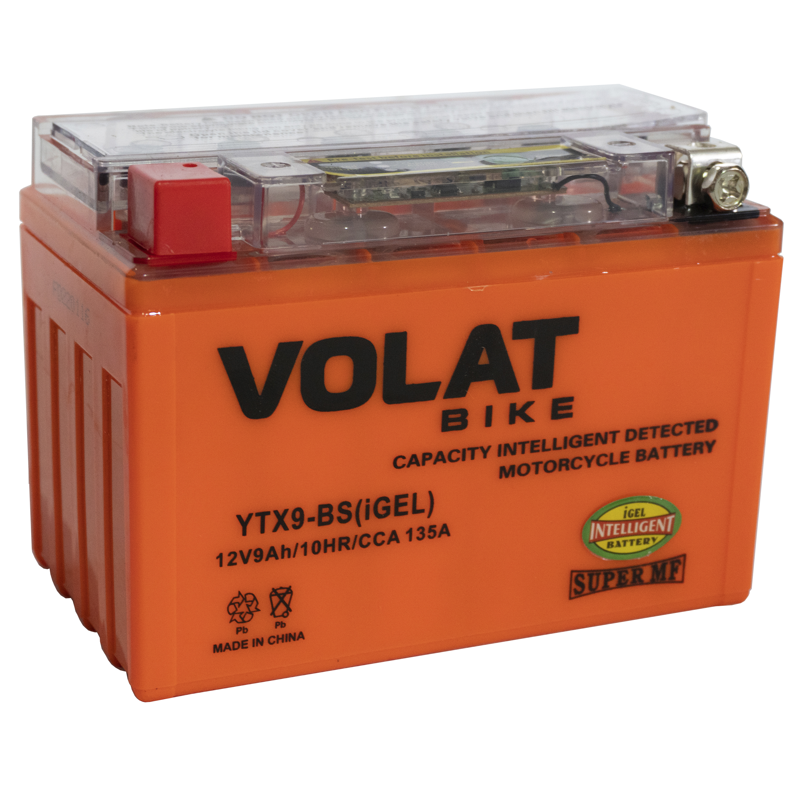 Аккумулятор мотоциклетный Volat 9Ah 135А YTX9-BS ПП (iGEL) L+ (150x87x107)