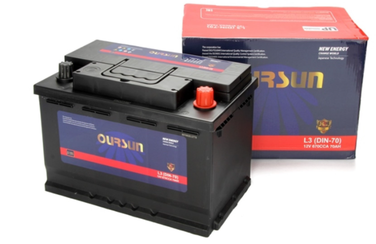 Аккумулятор автомобильный OURSUN DIN 70Ah 670A ОП (278х175х190) L3
