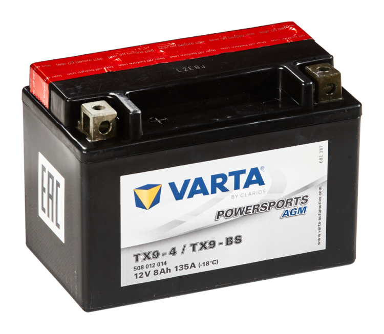 Аккумулятор мотоциклетный VARTA AGM 508 012 14/ YTX9-BS 8 Ah 135 A