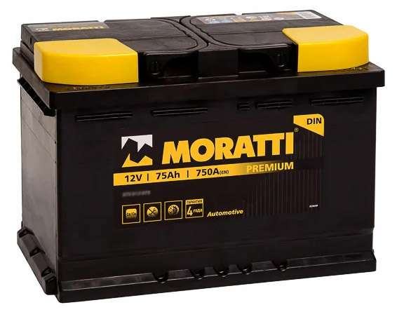 Аккумулятор автомобильный Moratti 6СТ-75 Ач прям.