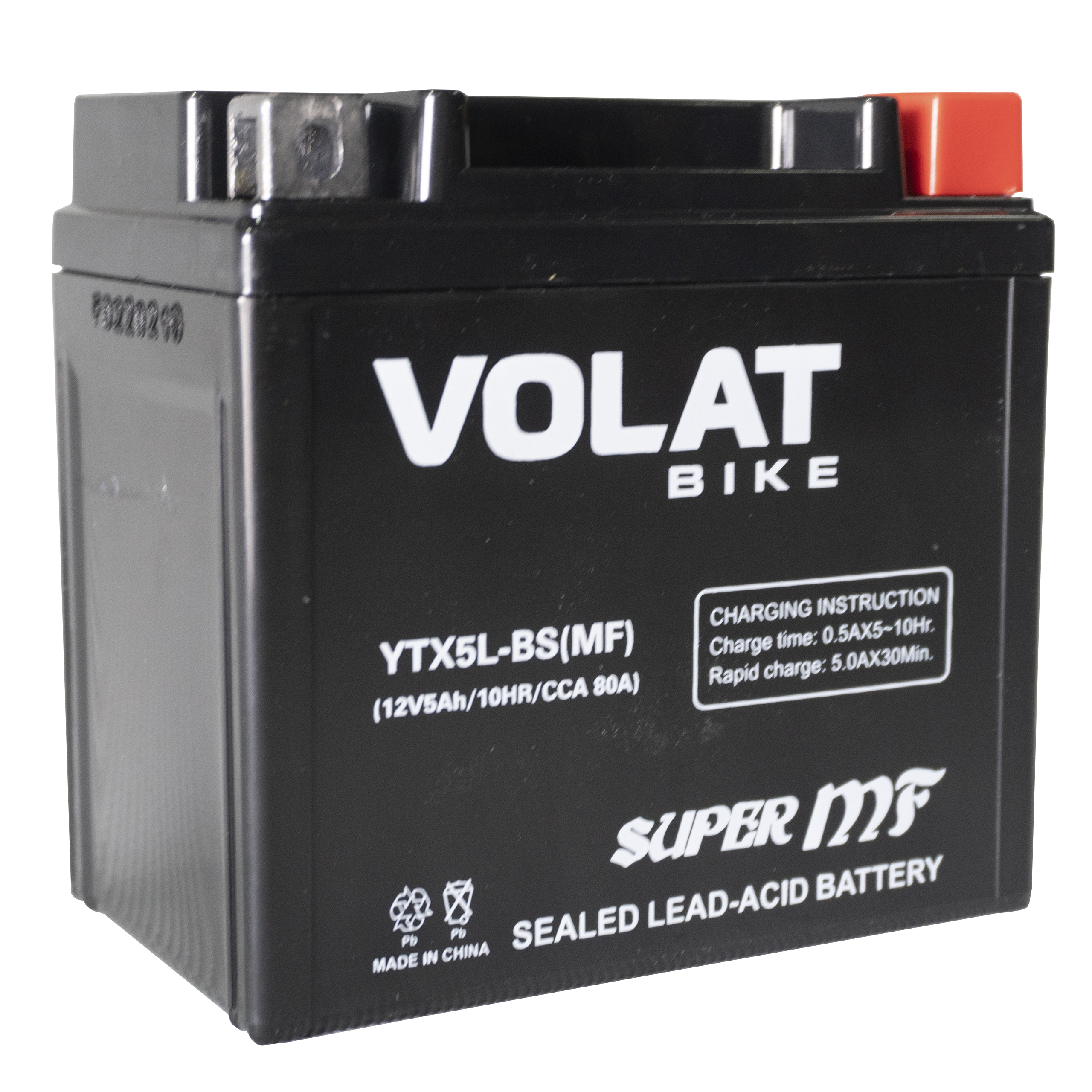 Аккумулятор мотоциклетный Volat 5Ah 80А YTX5L-BS ОП (MF) R+ (113x70x106)