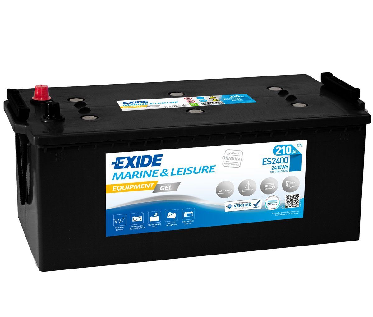 Аккумулятор лодочный EXIDE EQUIPMENT Gel ES 2400 210 Ач