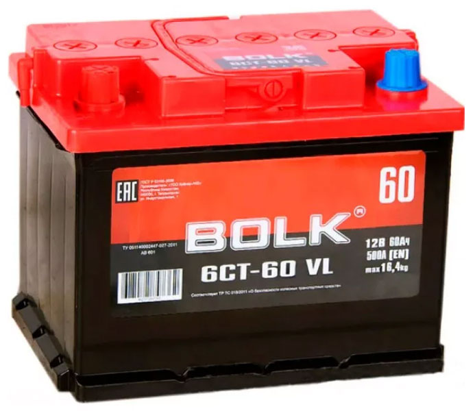 Аккумулятор автомобильный BOLK AB 601 6СТ-60 Ач прям.