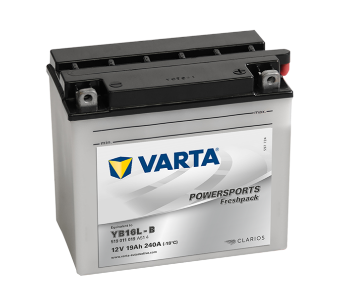 Аккумулятор мотоциклетный VARTA 14 А.ч 190А ОП 514 011 019 FP YB16L-B (135x90x167)