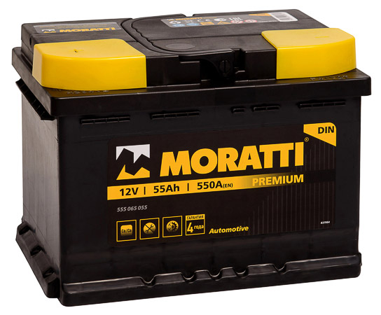 Аккумулятор автомобильный Moratti 6СТ-55 Ач прям. (низкий)