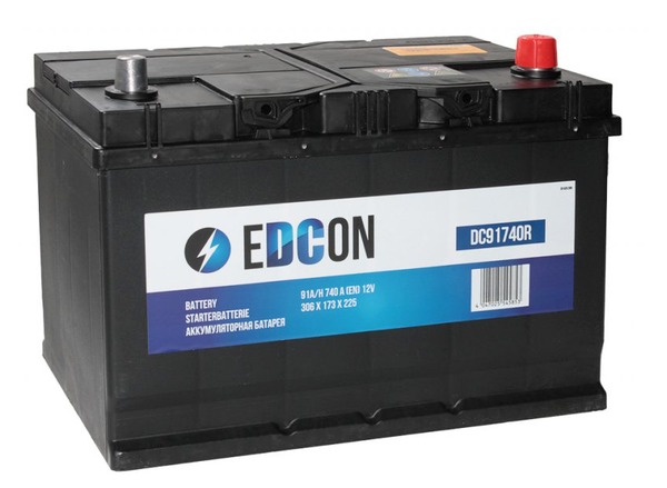 Аккумулятор автомобильный EDCON 91Ah 740A ОП (306x173x225) D31L