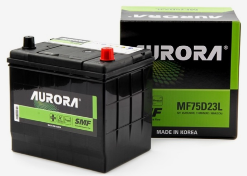 Аккумулятор автомобильный AURORA JIS MF-75D23L 65 А/ч 580А ОП (230х172х220) D23L