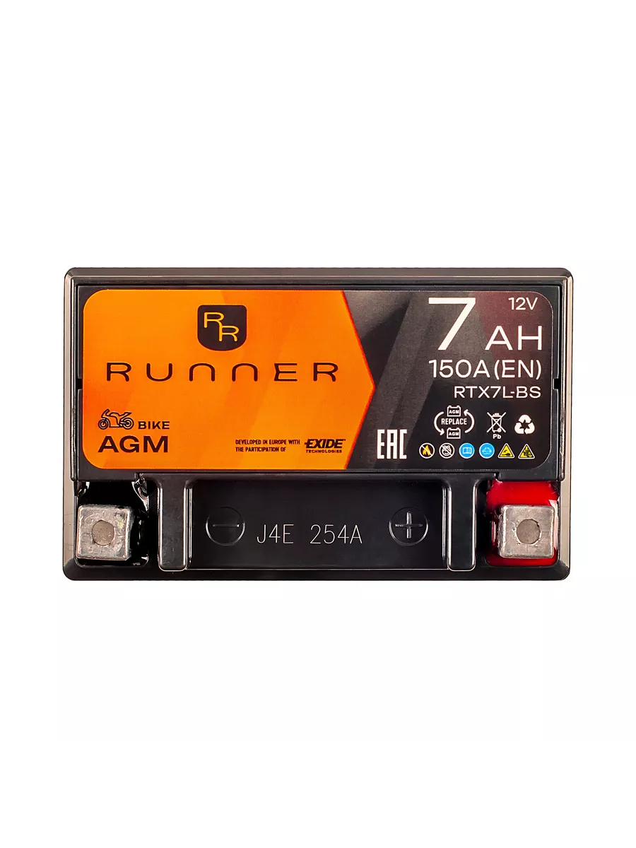 Аккумулятор Runner Bike AGM RTX7L-BS 7А.ч 150А ОП (ETX7L-BS) (113х70х130)