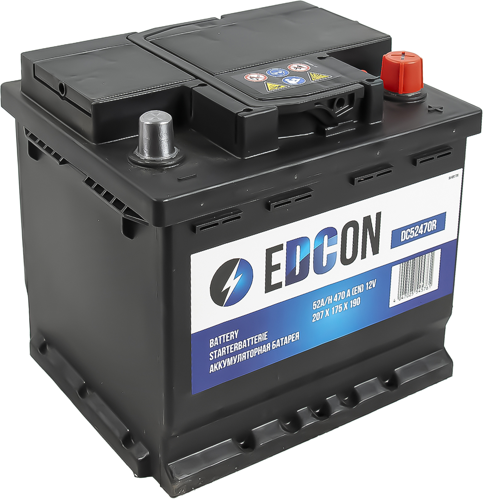 Аккумулятор автомобильный EDCON 52Ah 470A ОП (207х175х190) L1