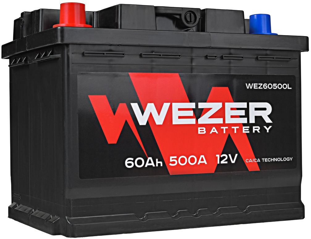 Аккумулятор автомобильный WEZER 60 Ah 500 A ПП (242x175x190) L2