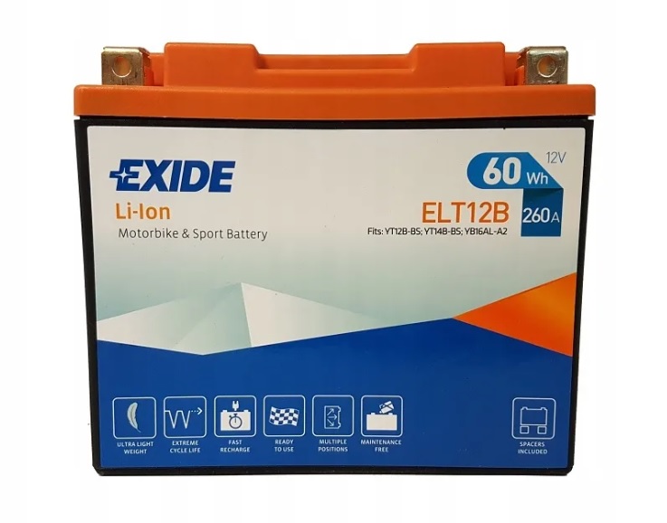 Аккумулятор мотоциклетный EXIDE LI-ION ELT12B 5 Ач