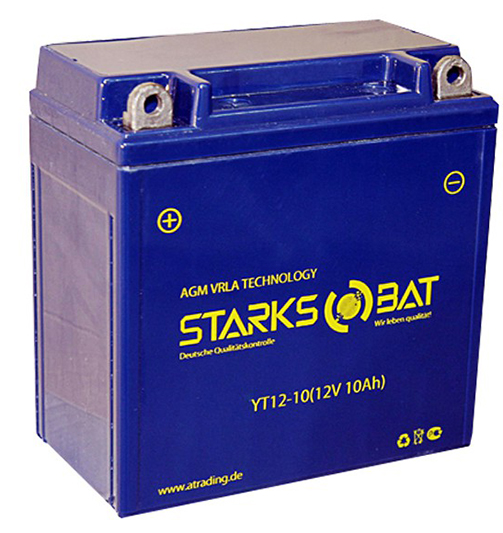 Аккумулятор мотоциклетный STARKSBAT YT12-10 (AGM) 10 Ач