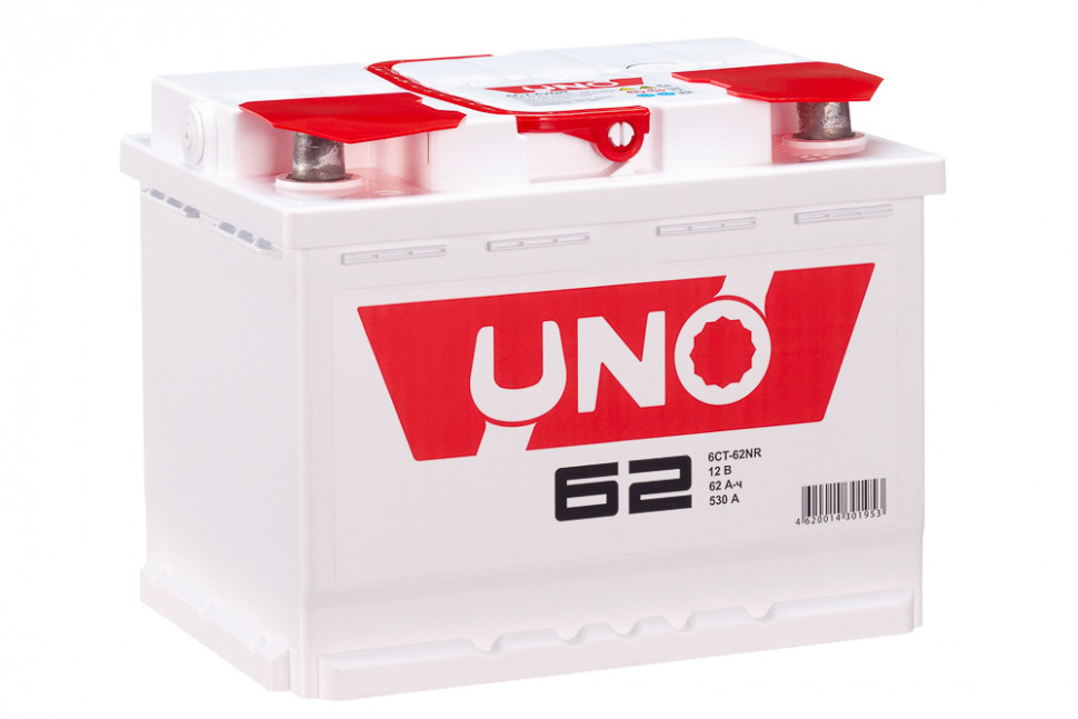 Аккумулятор автомобильный UNO 6СТ-62NR 62Ач 530А оп (арт.562108010)