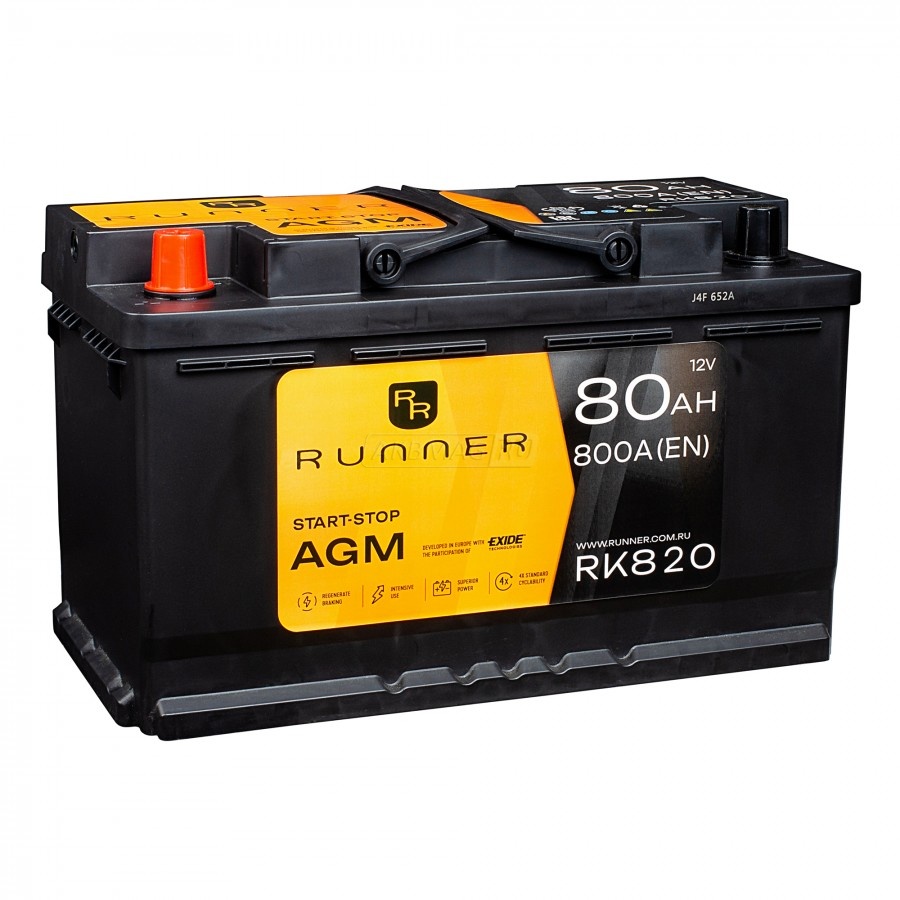 Аккумулятор автомобильный RUNNER AGM 80L RK820 800A 315х175х190
