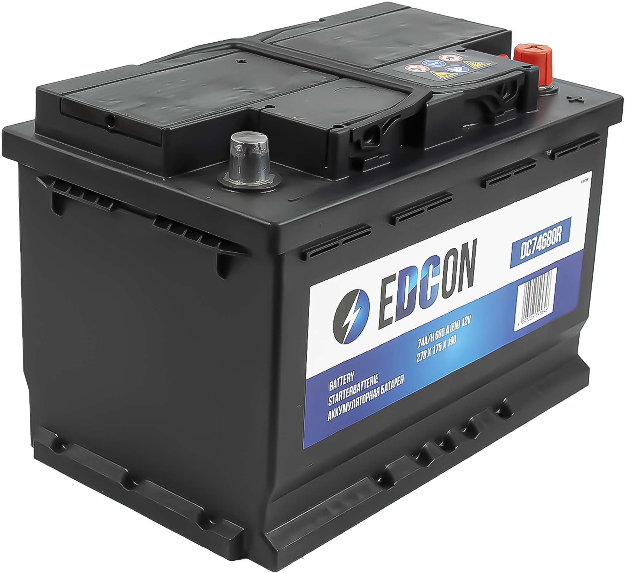 Аккумулятор автомобильный EDCON 74Ah 680A ОП (278x175x190) L3
