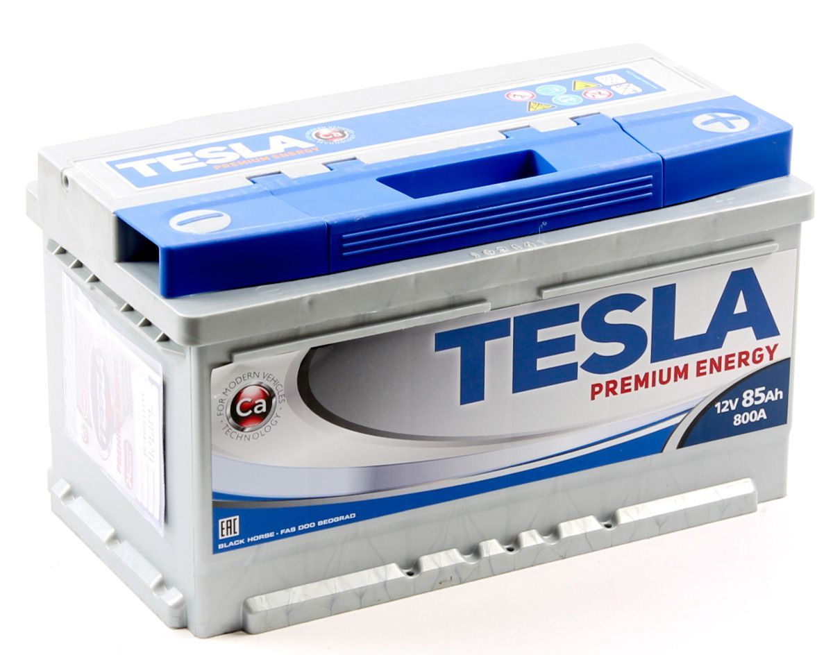 Аккумулятор автомобильный Tesla Premium Energy 6СТ-85 Ач обр. (низкий)