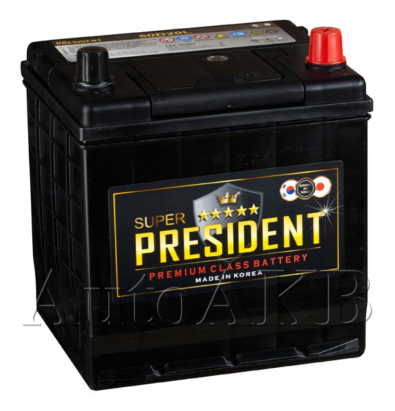 Аккумулятор автомобильный Super President 50D20L B1 6СТ-55 Ач обр.