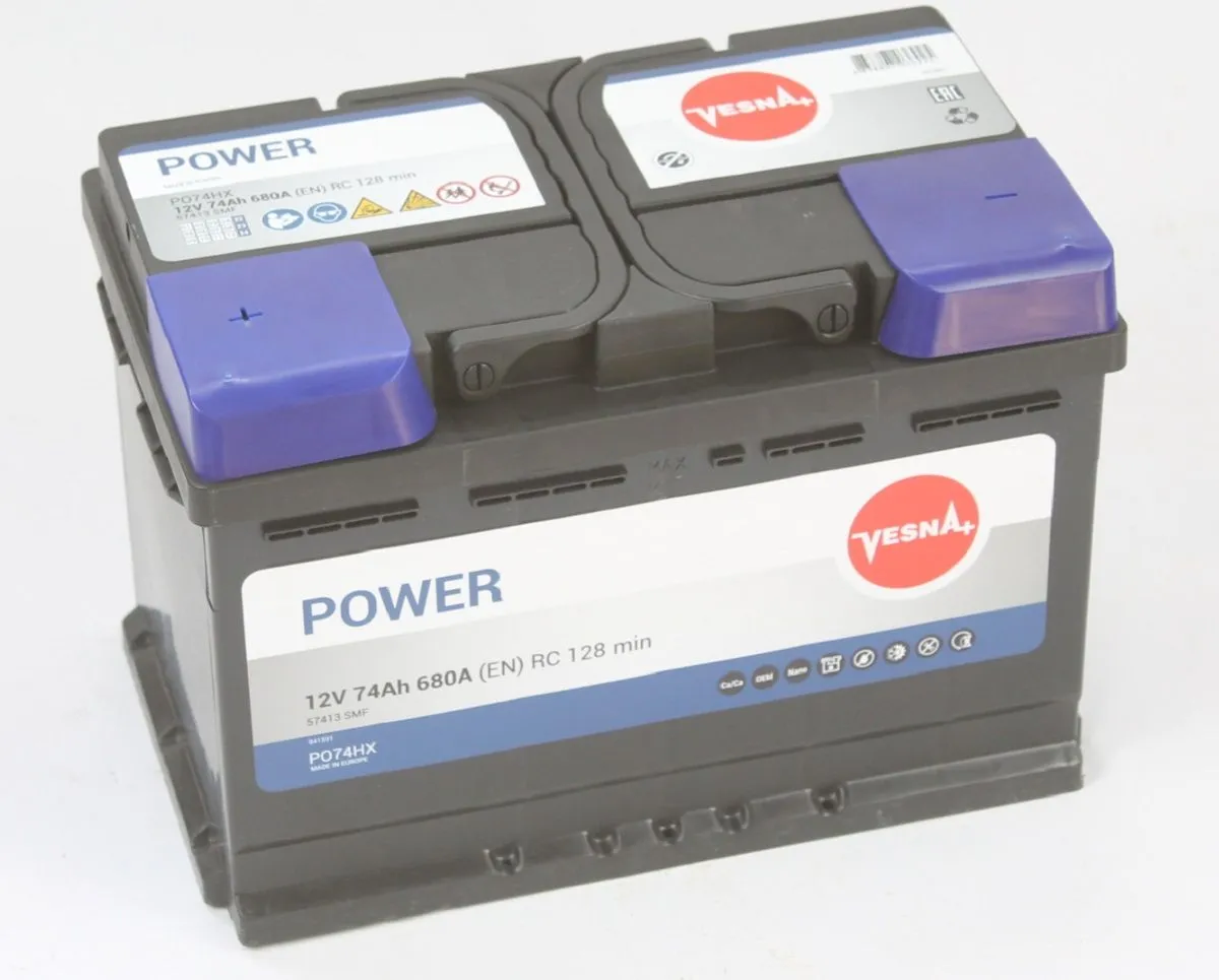 Аккумулятор автомобильный VESNA Power 74Ah 680A ПП (278x175x190) L3