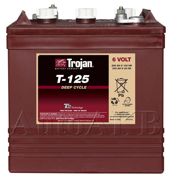 Аккумулятор тяговый Trojan T125 6V (с жидким электролитом) 240 Ач