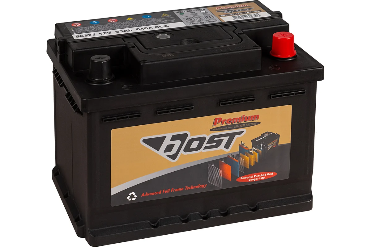 Аккумулятор автомобильный BOST PREMIUM 56377 63R 640A ОП (242x175x175)