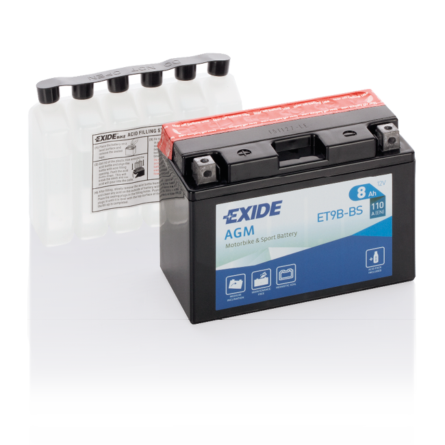 Аккумулятор мото EXIDE ET9B-BS (YT9B-BS) 8 Ач