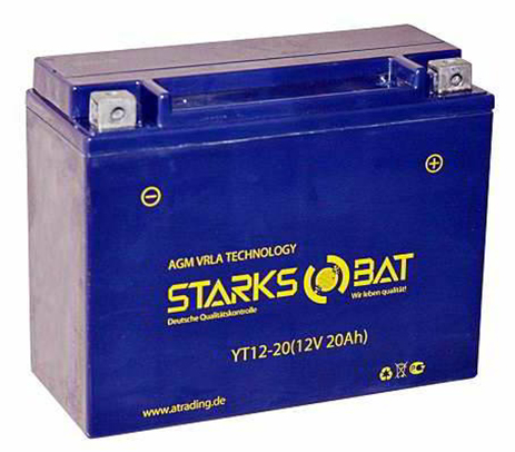 Аккумулятор мотоциклетный STARKSBAT YT12-20 (AGM) 20 Ач