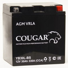 Аккумулятор мотоциклетный COUGAR AGM VRLA12V30 YB30L-BS 30 Ач