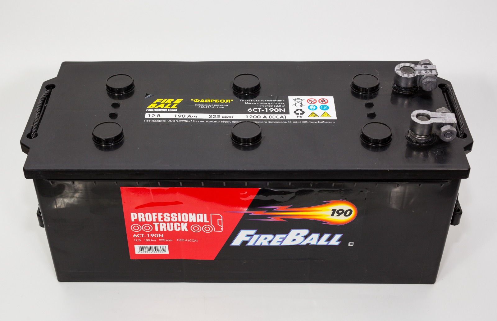 Аккумулятор автомобильный FIRE BALL 6ст-190 (3) NR 690131020 190.0 Ah 1200 A ОП (513x223x217) D5