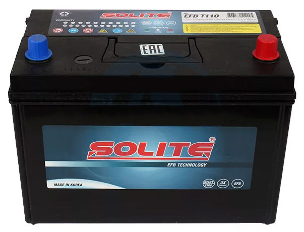 Аккумулятор автомобильный Solite EFB T110 Start-Stop 6СТ-90 Ач обр. борт