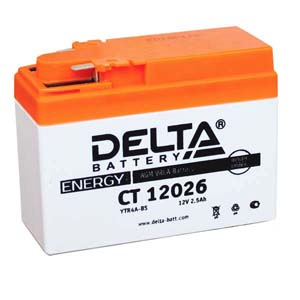 Аккумулятор Delta МОТО СТ 12026 (YTR4A-BS) 2.5 Ач