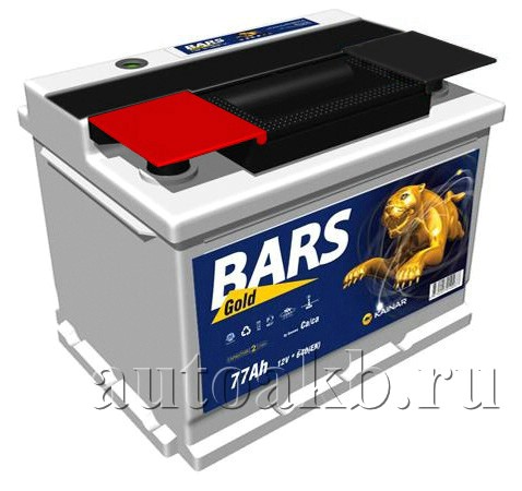 Аккумулятор автомобильный Bars Gold 6СТ-77 Ач прям.