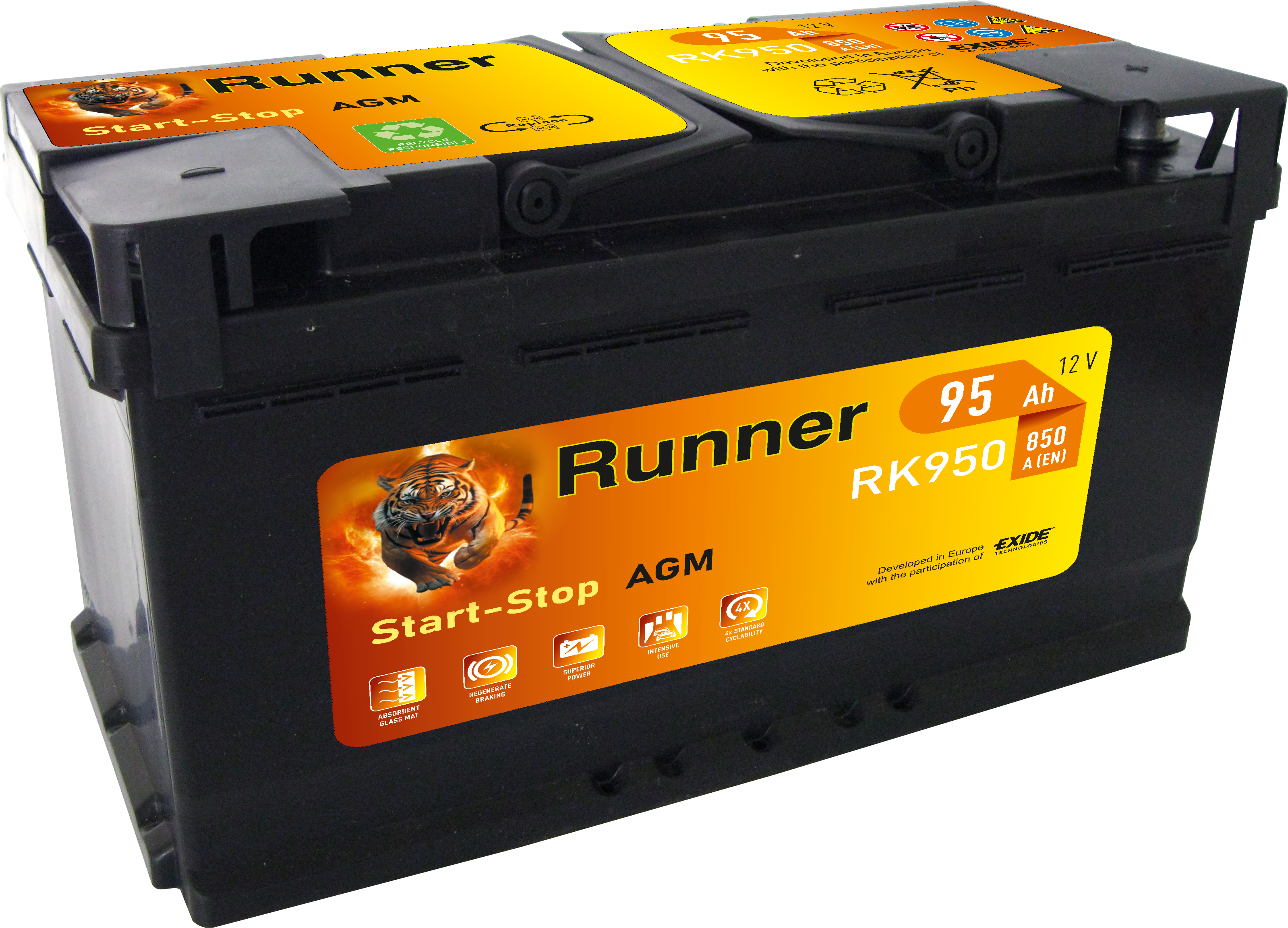 Аккумулятор автомобильный Runner AGM 95 Ah 850A RK950 ОП (353х175х190) L5
